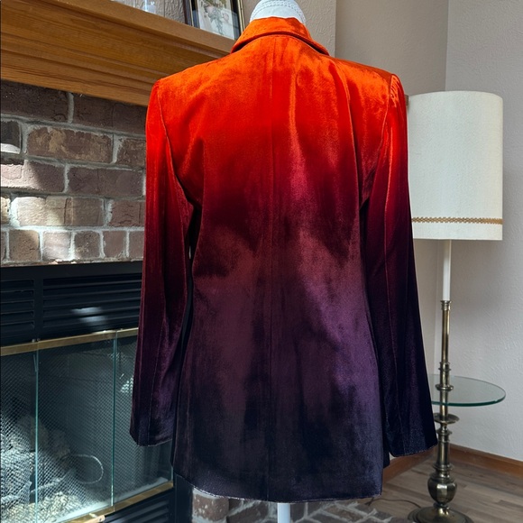 NWT Elie Tahari Ombre Velvet Orange Purple Blazer Size 6 - Picture 3 of 15